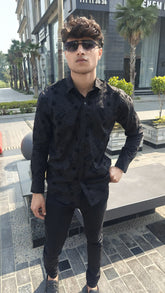Men's black dior emboss casual shirt